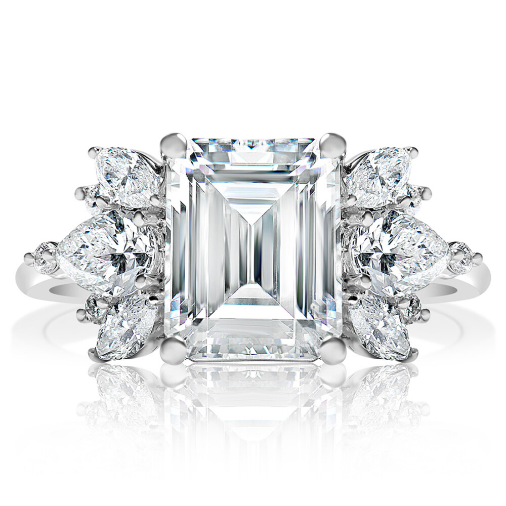 Emerald Cluster Engagement Ring