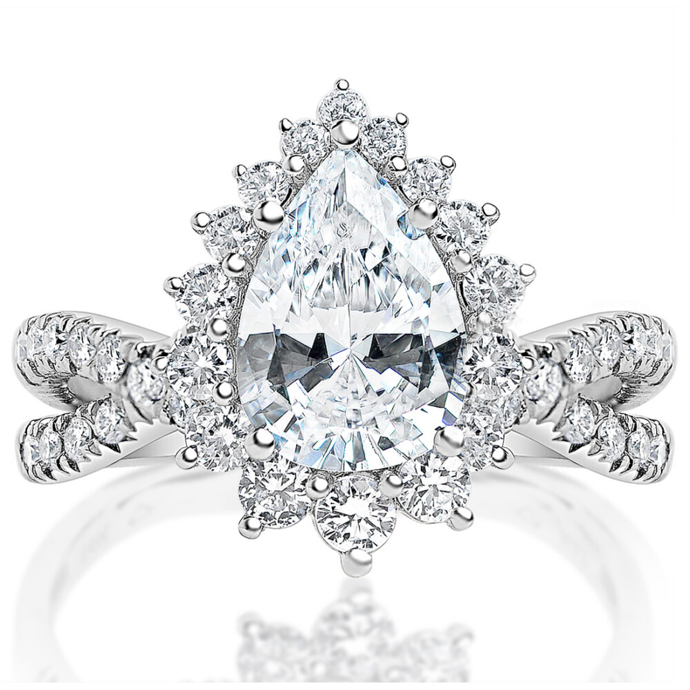 Pear Diamond Twisted Shank Halo Engagement Ring