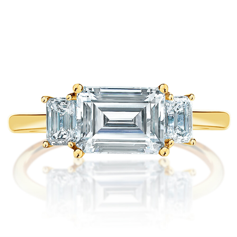 Emerald Three Stone Engagement Ring