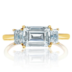 Emerald Three Stone Engagement Ring