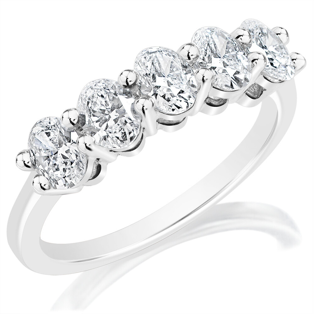 Five Stone Oval Diamond Anniversary Ring