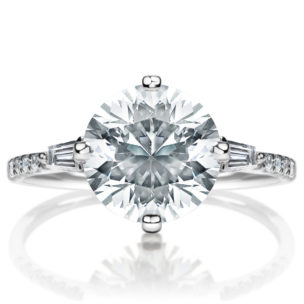 Round Kite Fancy Sidestone Engagement Ring