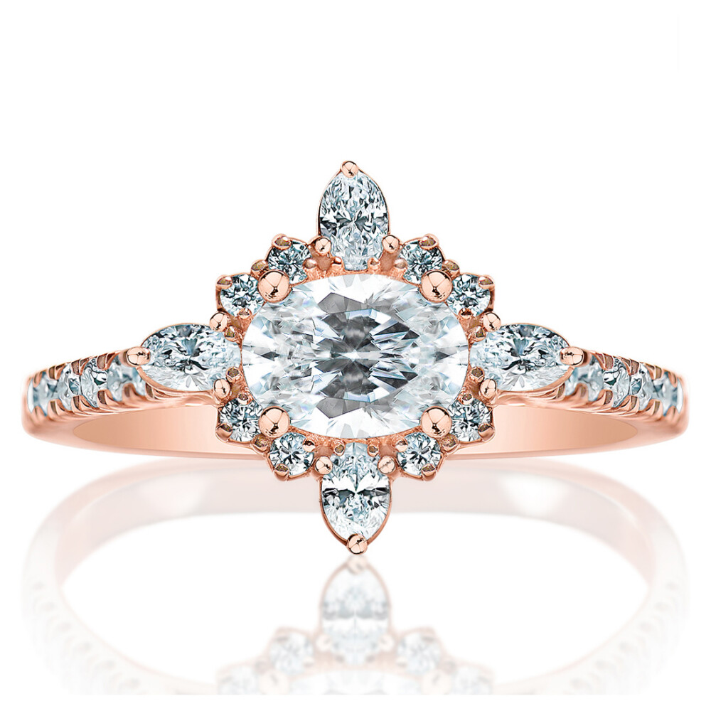 Oval Diamond Compass Halo Engagement Ring
