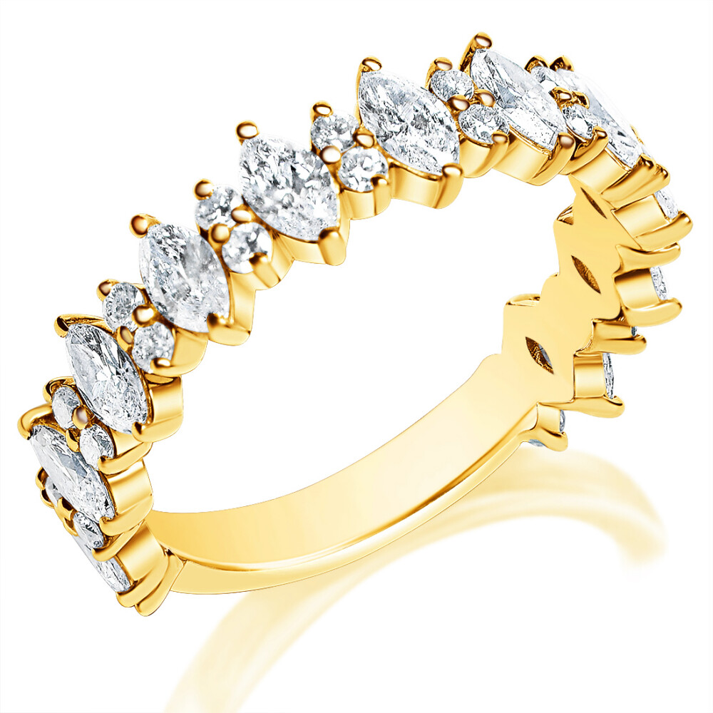 Marquise and Round Diamond Anniversary Ring