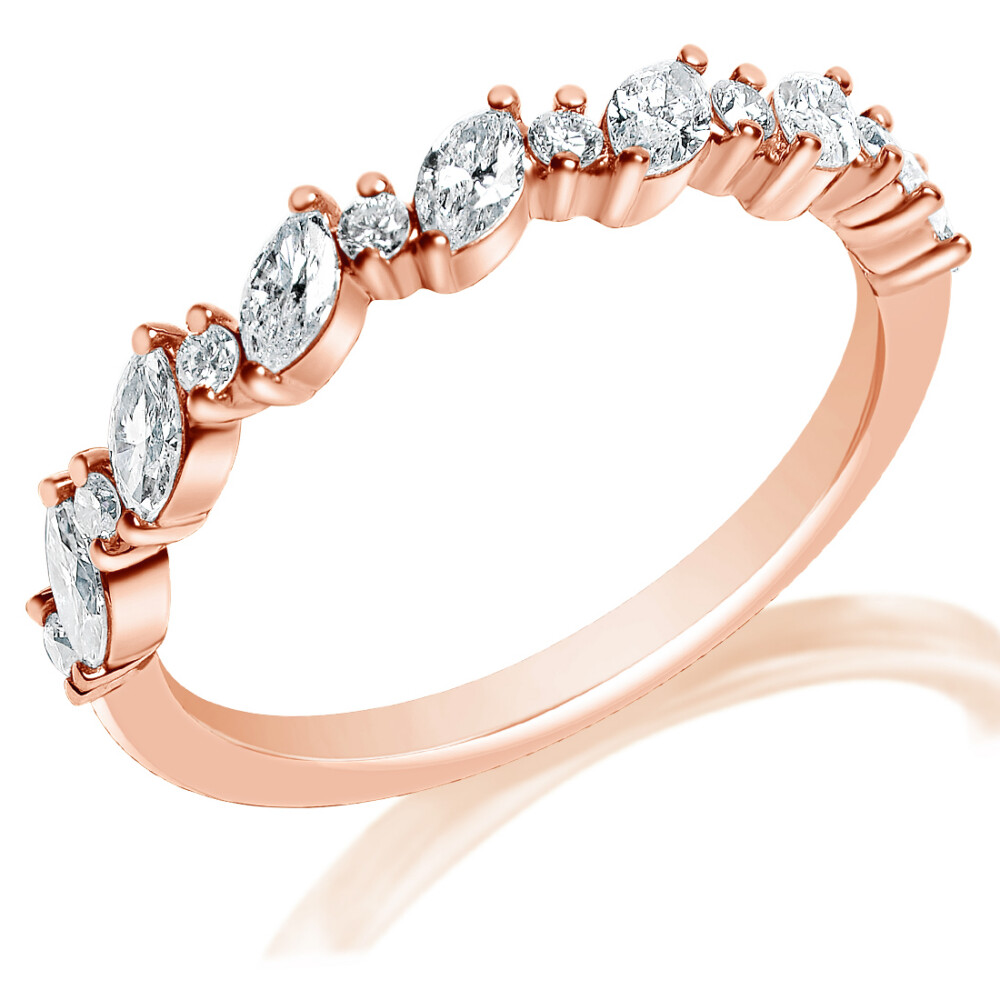 Marquise and Round Diamond Anniversary Ring