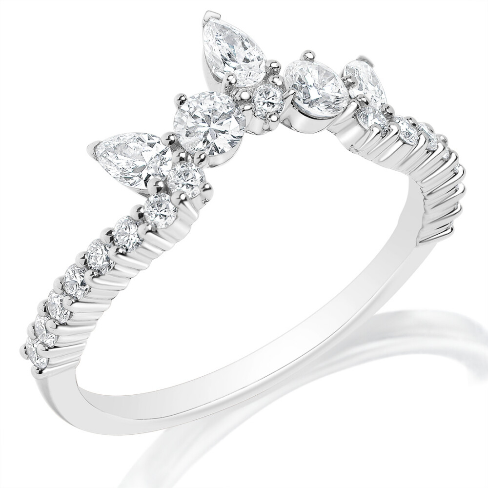 Pear and Round Diamond Curved Band