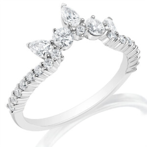 Pear and Round Diamond Curved Band