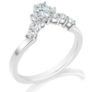 Reversed Pear Cluster Diamond Curved Band