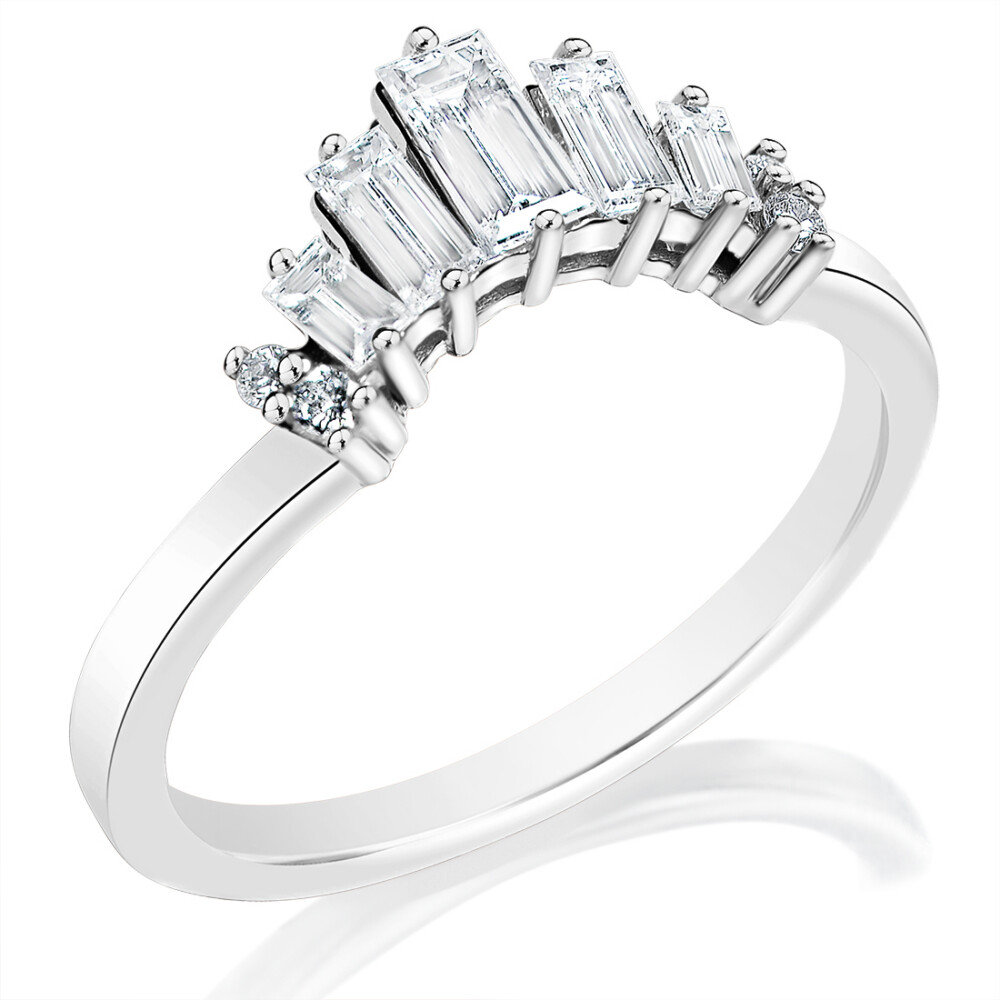 Baguette and Round Diamond Curved Band