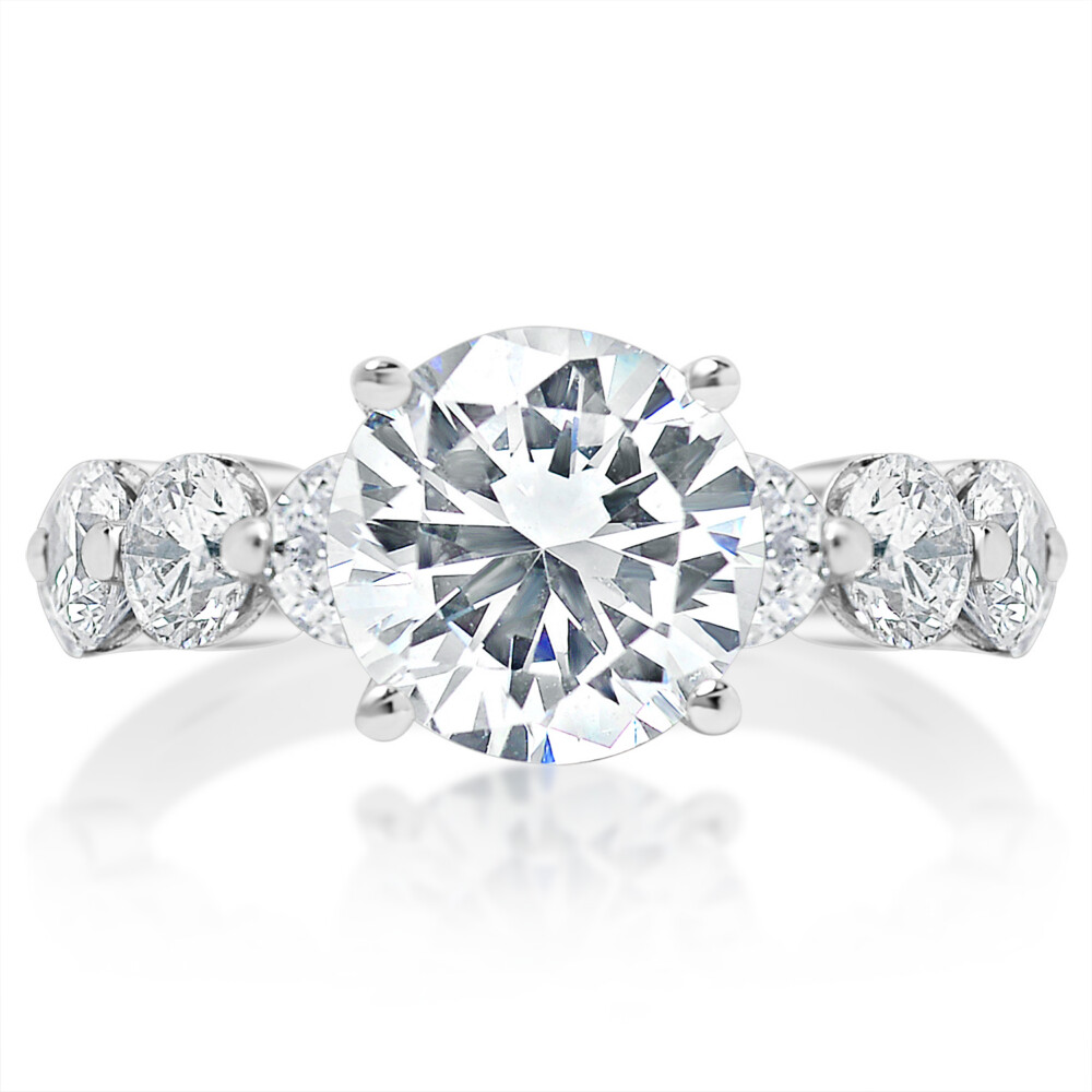 Round Diamond Large Diamond Band Engagement Ring