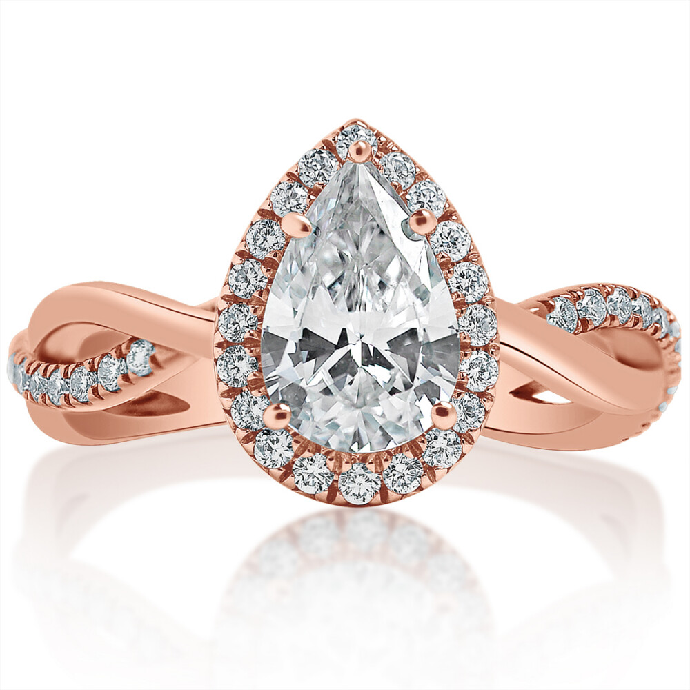 Pear Halo Braided Band Engagement Ring