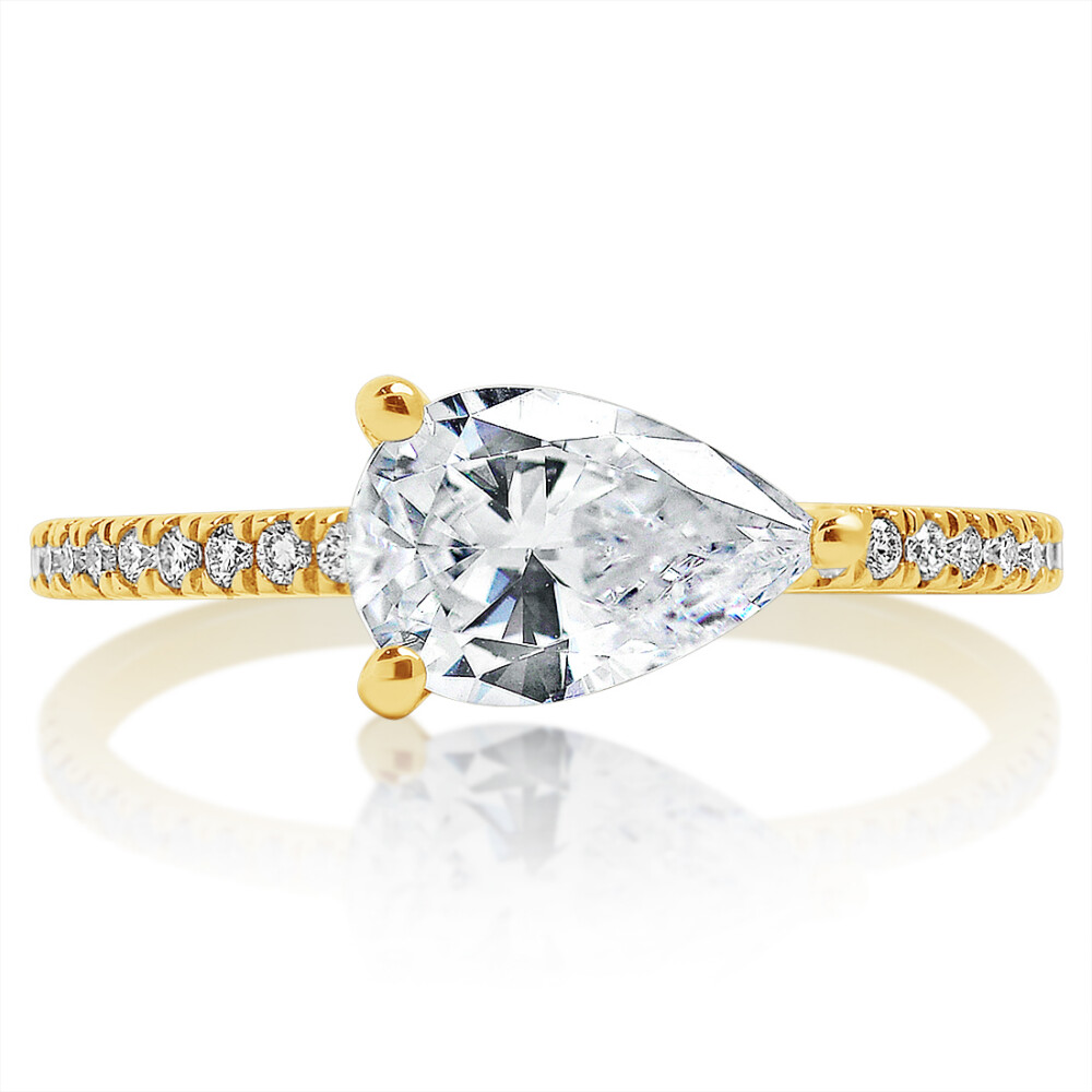 East West Pear Diamond Engagement Ring