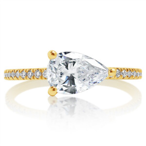 East West Pear Diamond Engagement Ring