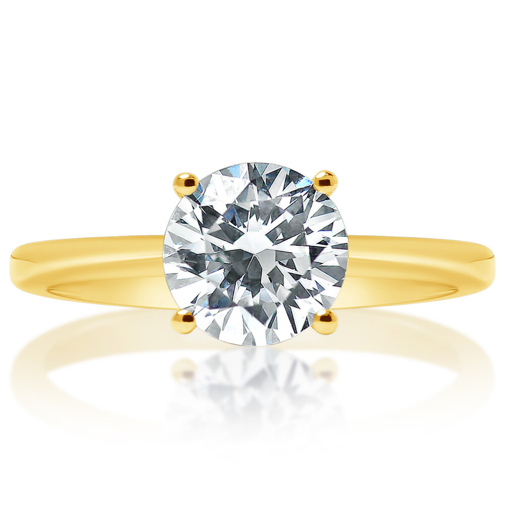 Round Diamond Knife Edge Band Engagement Ring