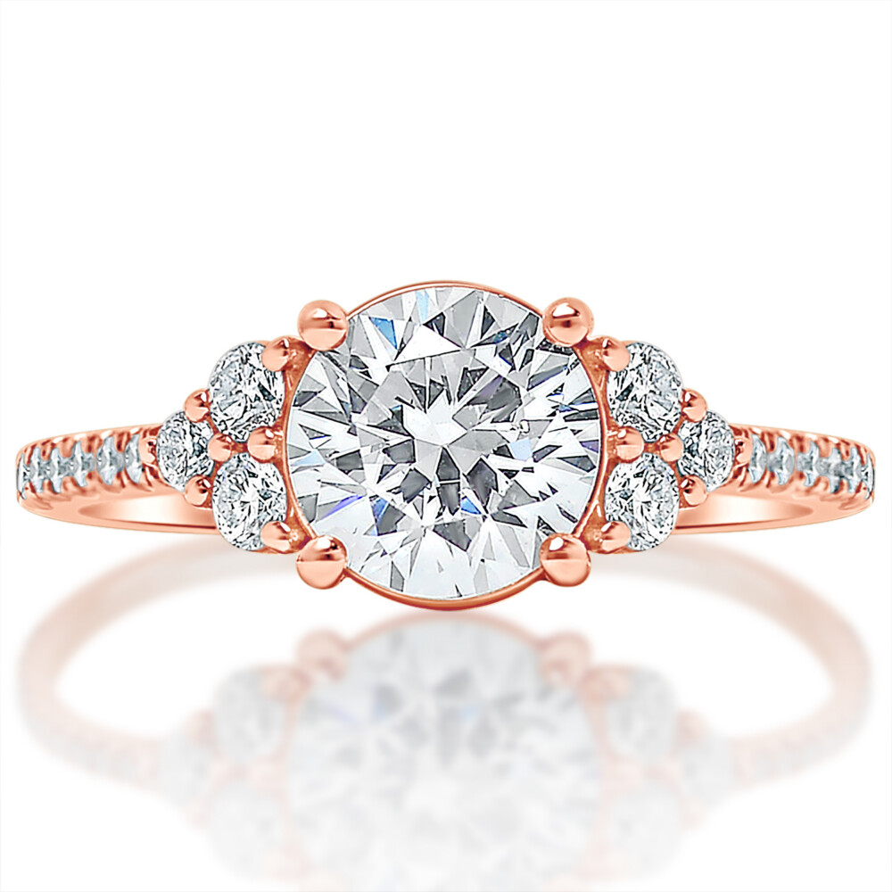 Round Diamond Cluster Side Engagement Ring