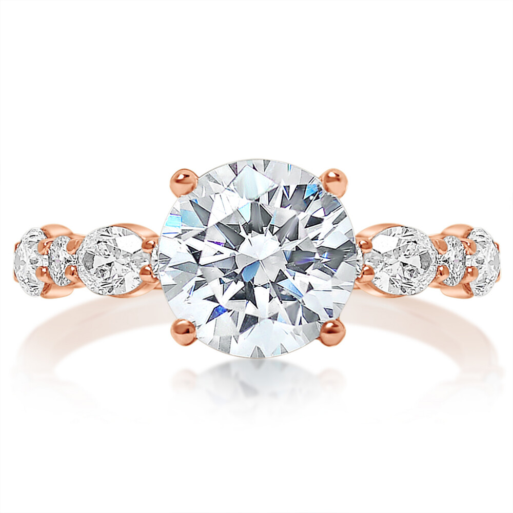 Round and Oval Diamond Band Engagement Ring