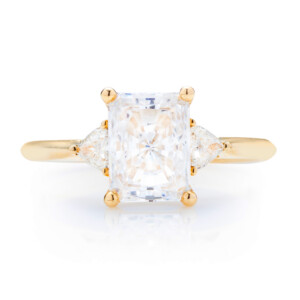 Radiant and Trillion Three Stone Engagement Ring