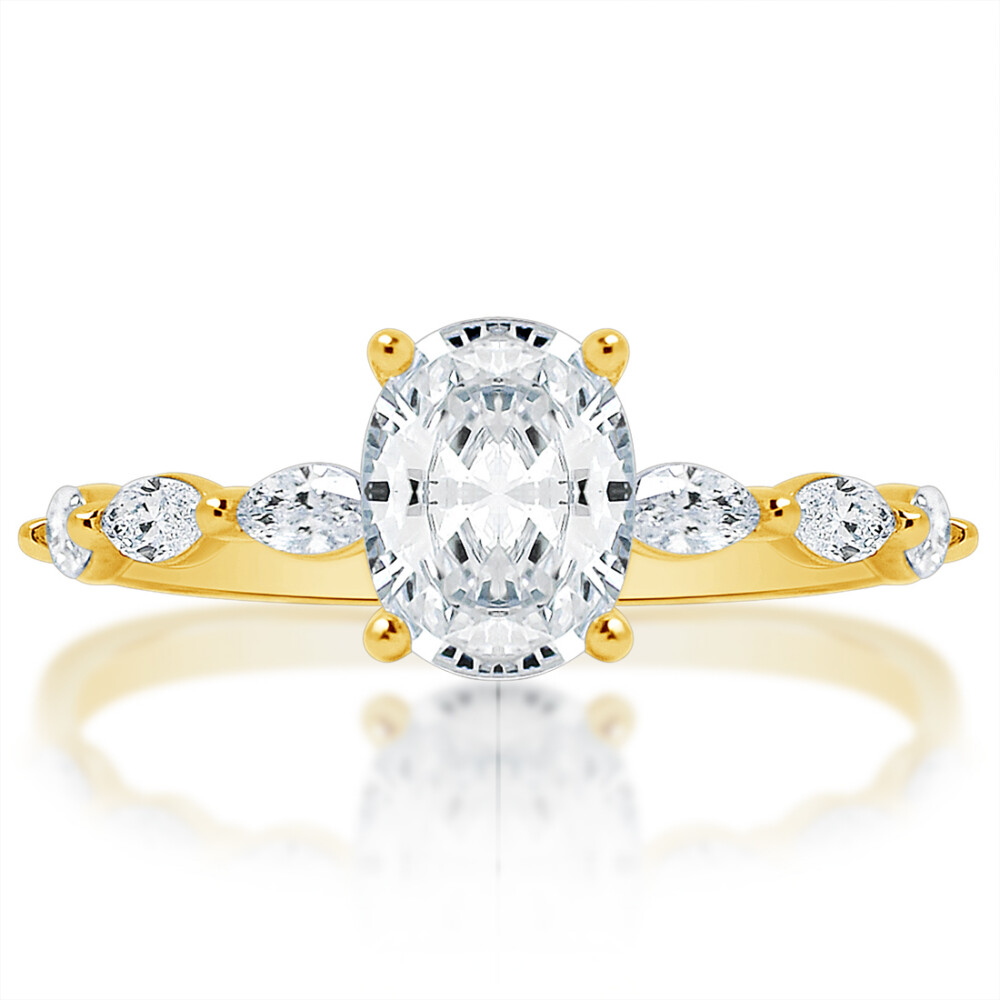 Oval Diamond Marquise Band Engagement Ring