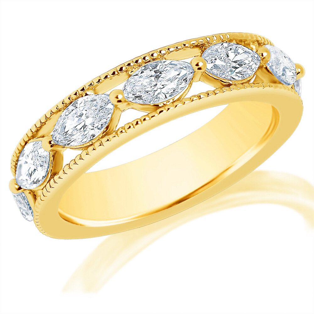 Halfway Double Band Marquise Anniversary Ring