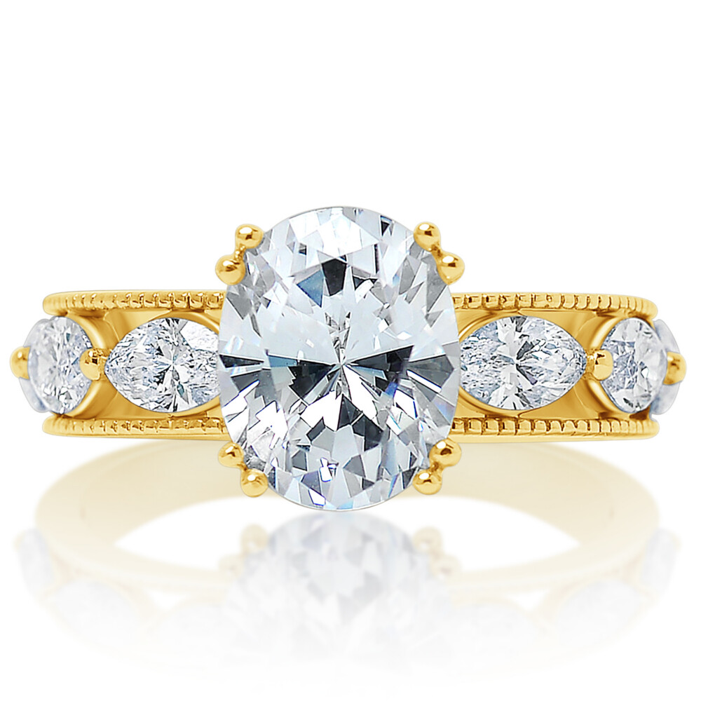 Oval Diamond Large Marquise Band Engagement Ring