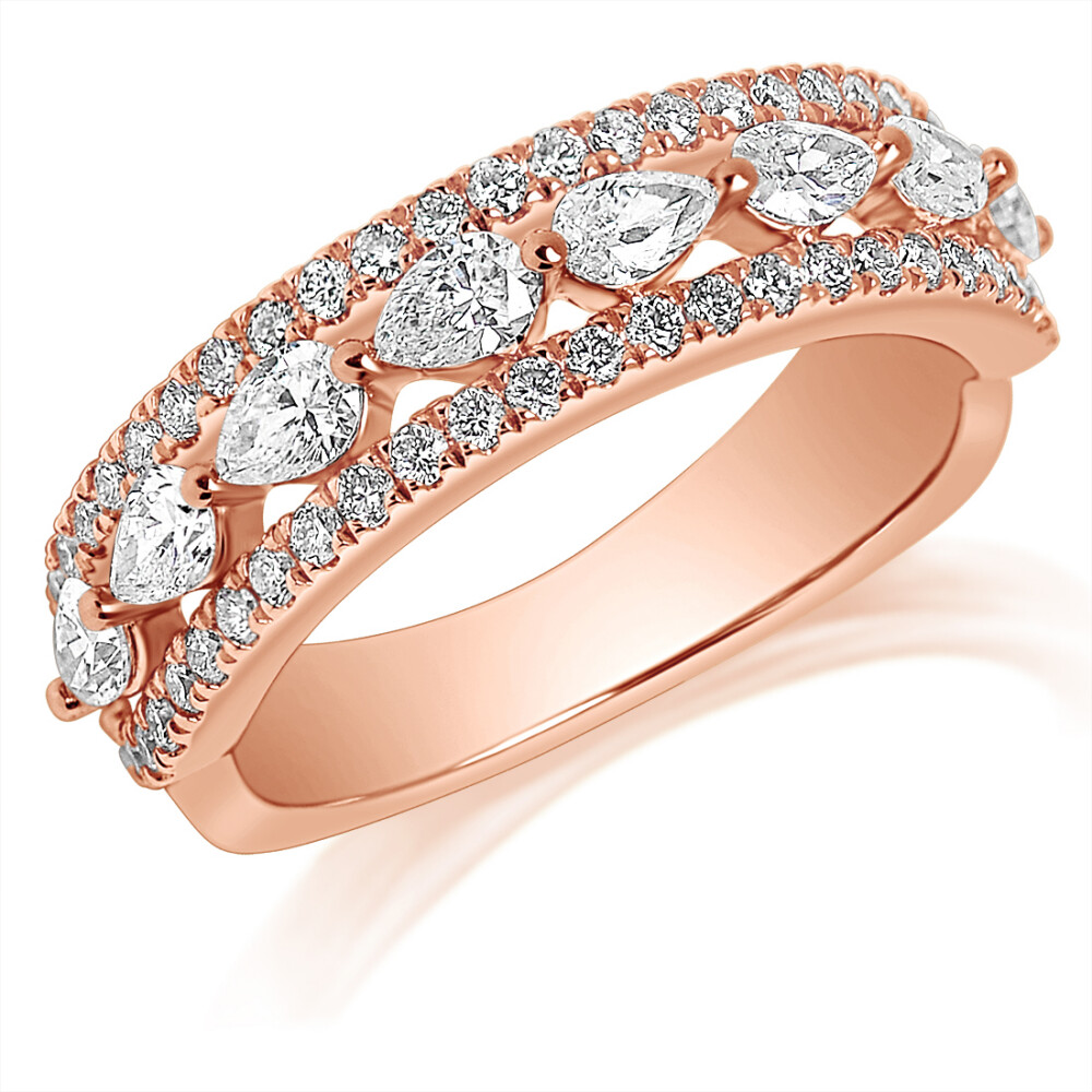 Halfway Double Band Pear Anniversary Ring
