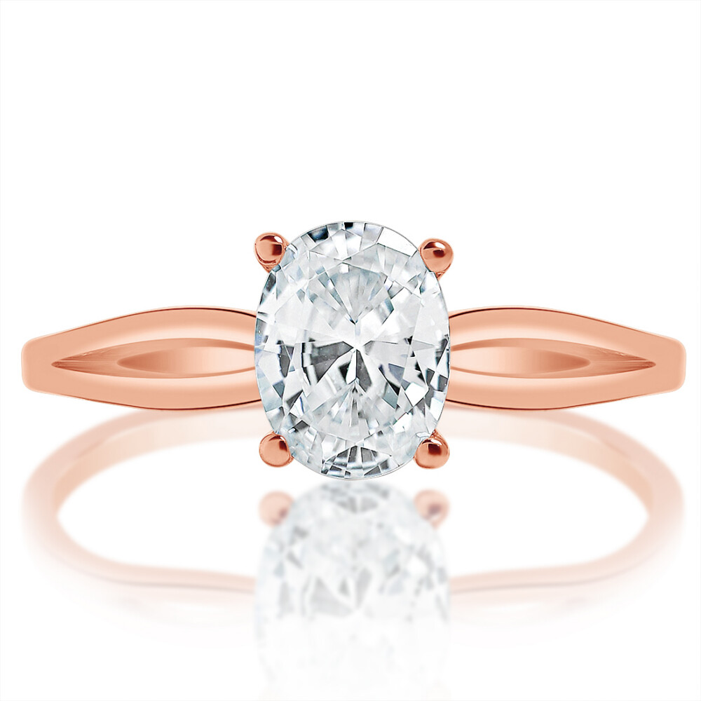 Oval Diamond Tapered Split Shank Engagement Ring