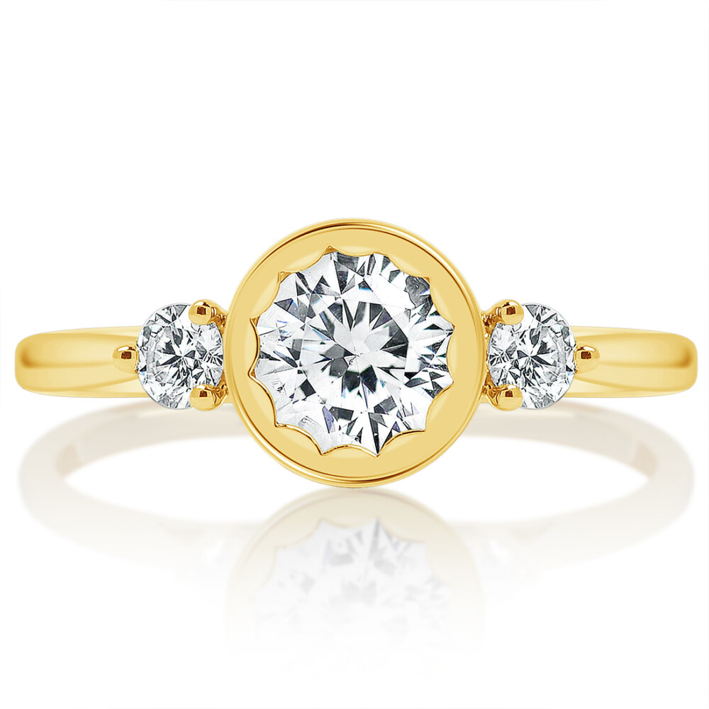 Round Scallop Bezel Engagement Ring