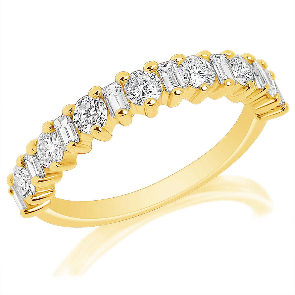 Round and Baguette Diamond Anniversary Ring