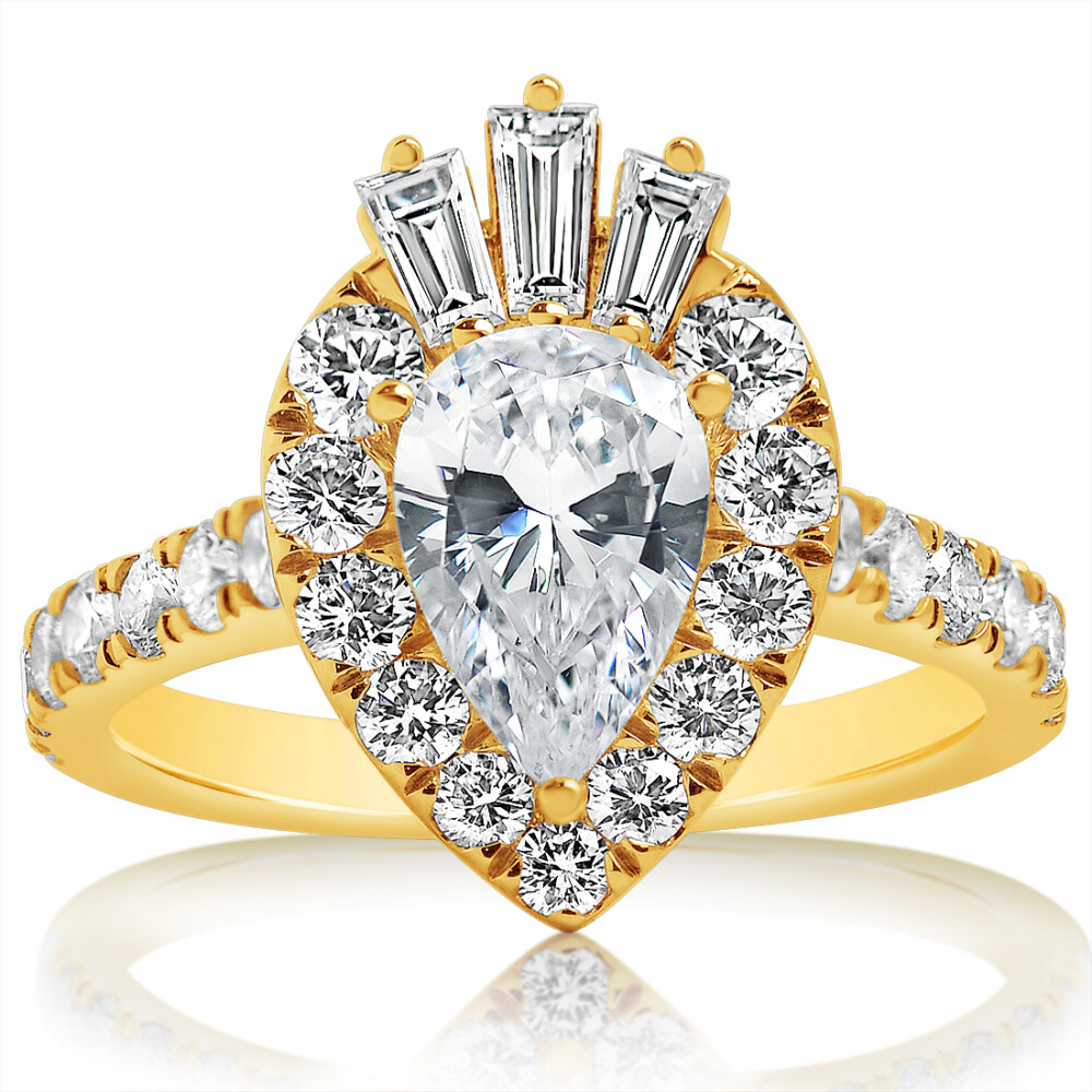 Pear Diamond Fancy Halo Engagement Ring