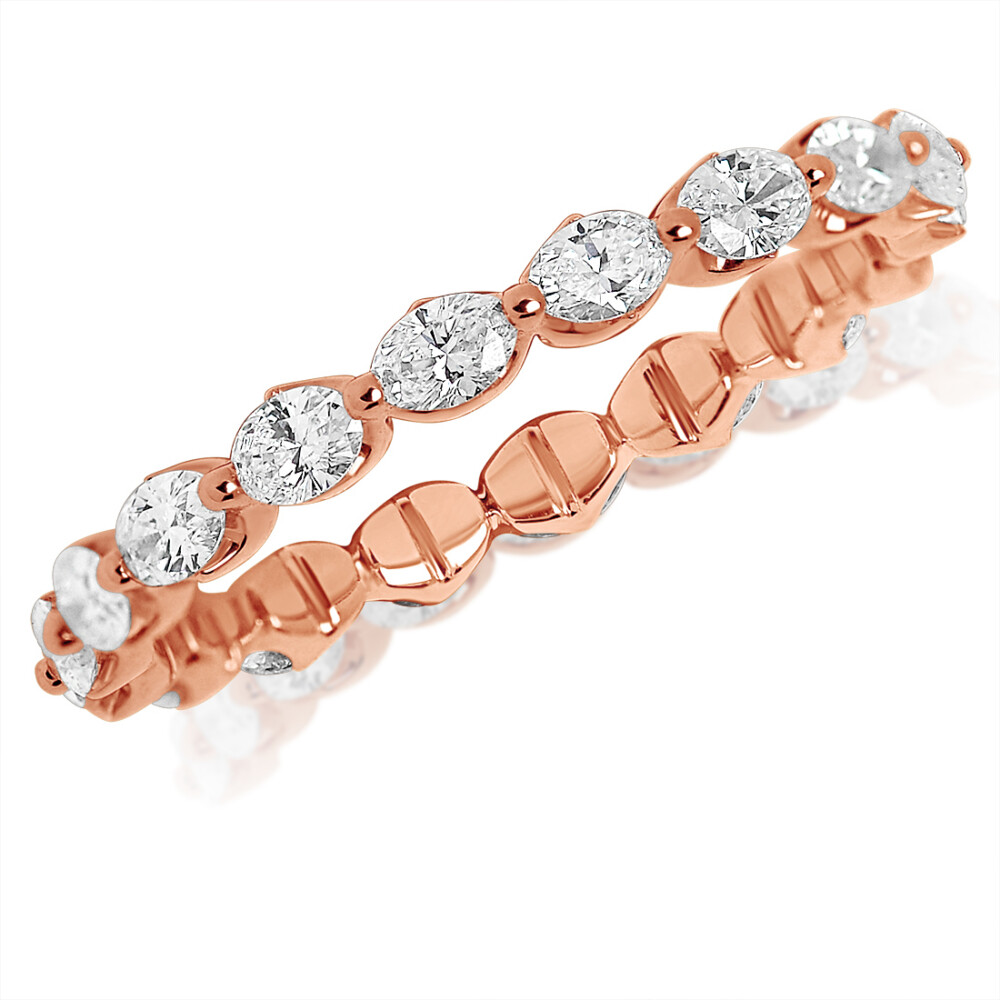 East-West Oval Shared Prong Eternity Band