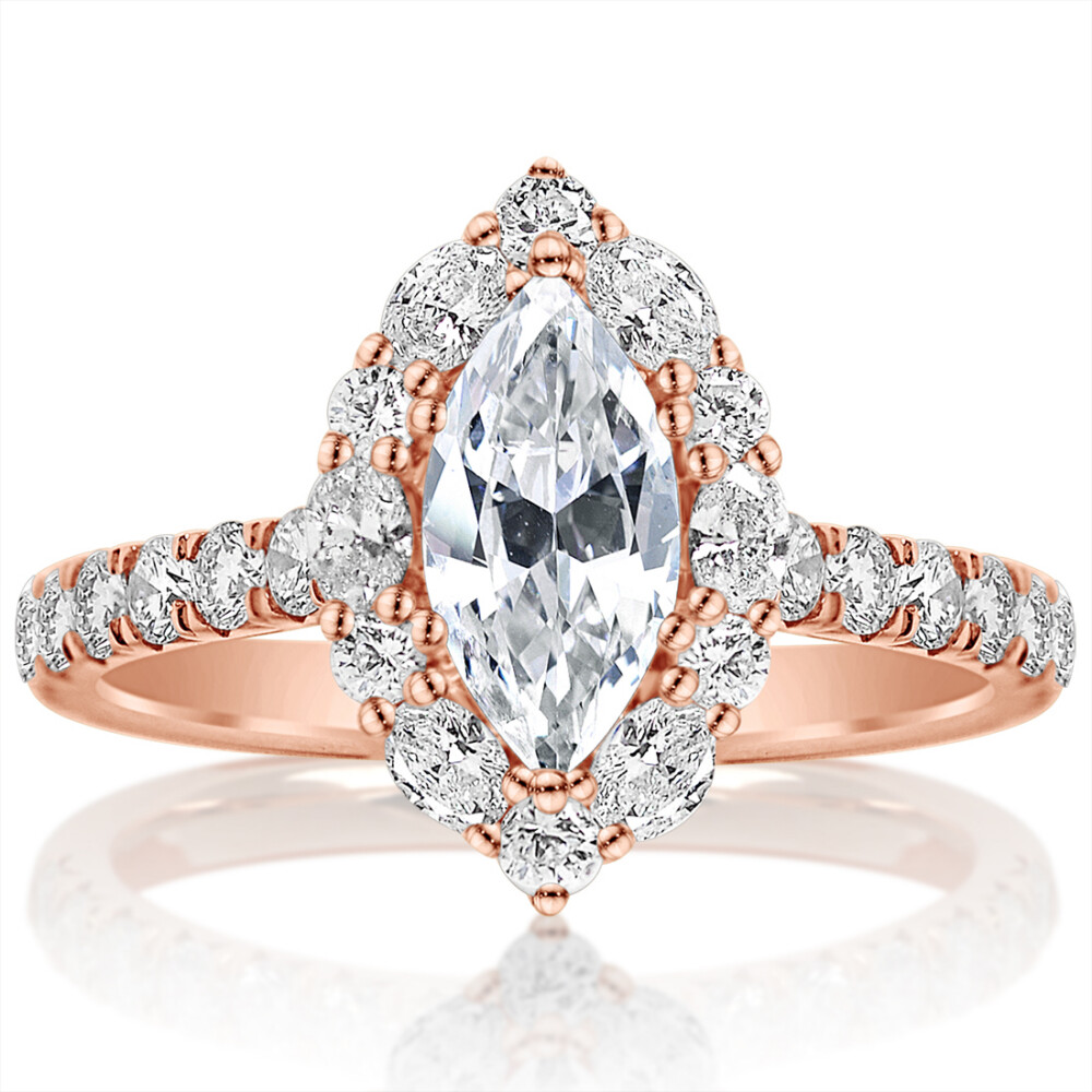 Marquise Diamond Halo Engagement Ring