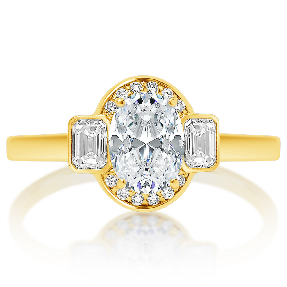 Oval Center Emerald Sidestone Halo Engagement Ring