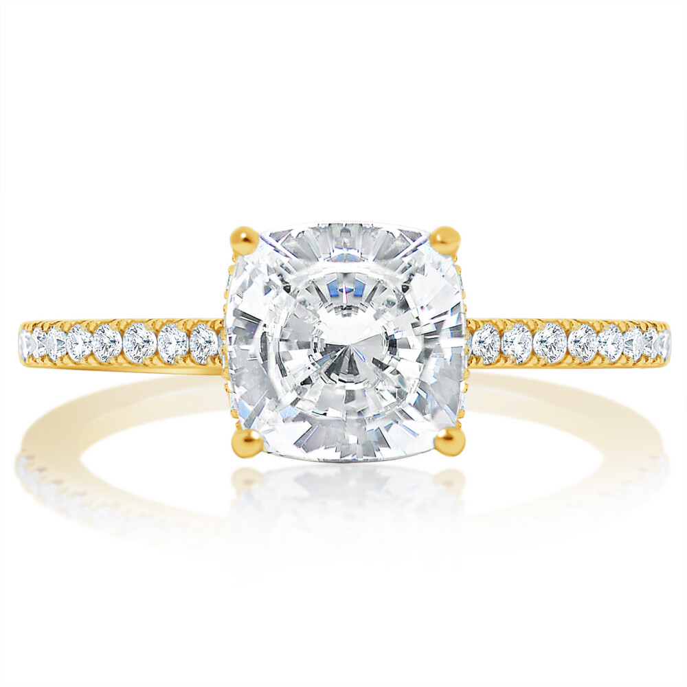 Cushion Hidden Halo Engagement Ring