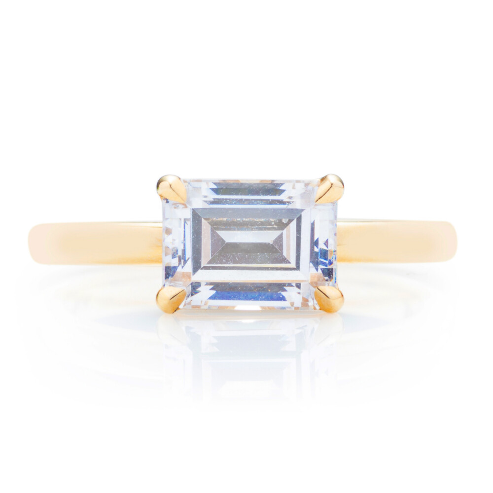 Emerald Diamond East-West Eagle Claw Engagement Ring