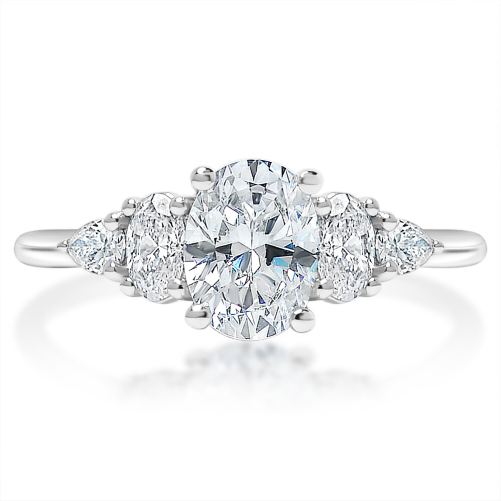 Oval and Pear Five Stone Engagement Ring
