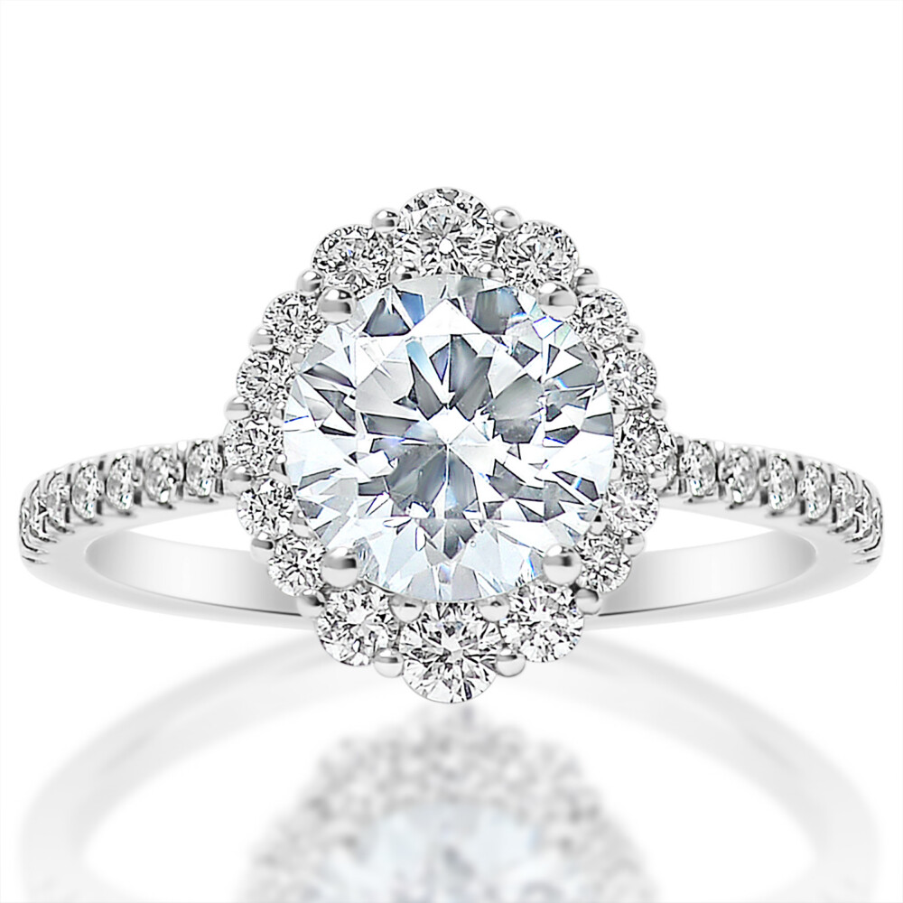 Round Diamond Graduated Halo Engagement Ring