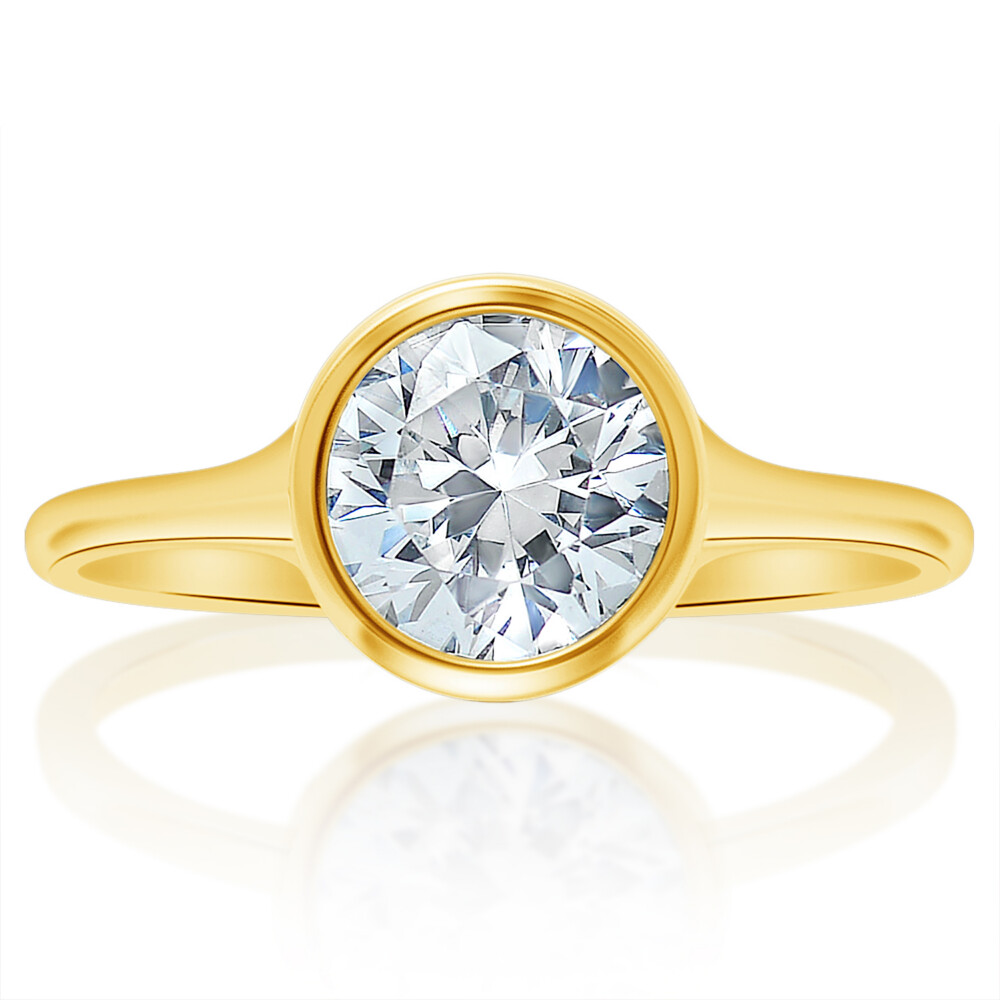 Round Diamond Bezel Set Graduated Shank Engagement Ring