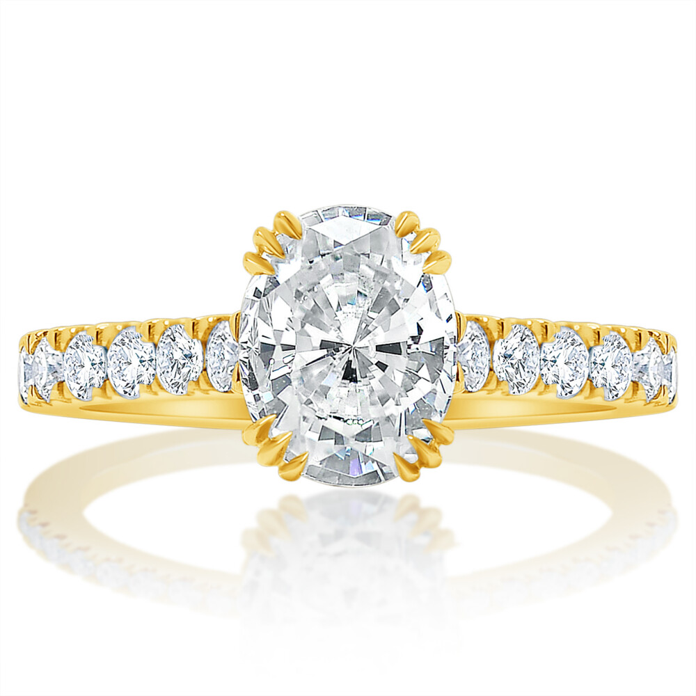 Oval Diamond Triple Eagle Claw Engagement Ring