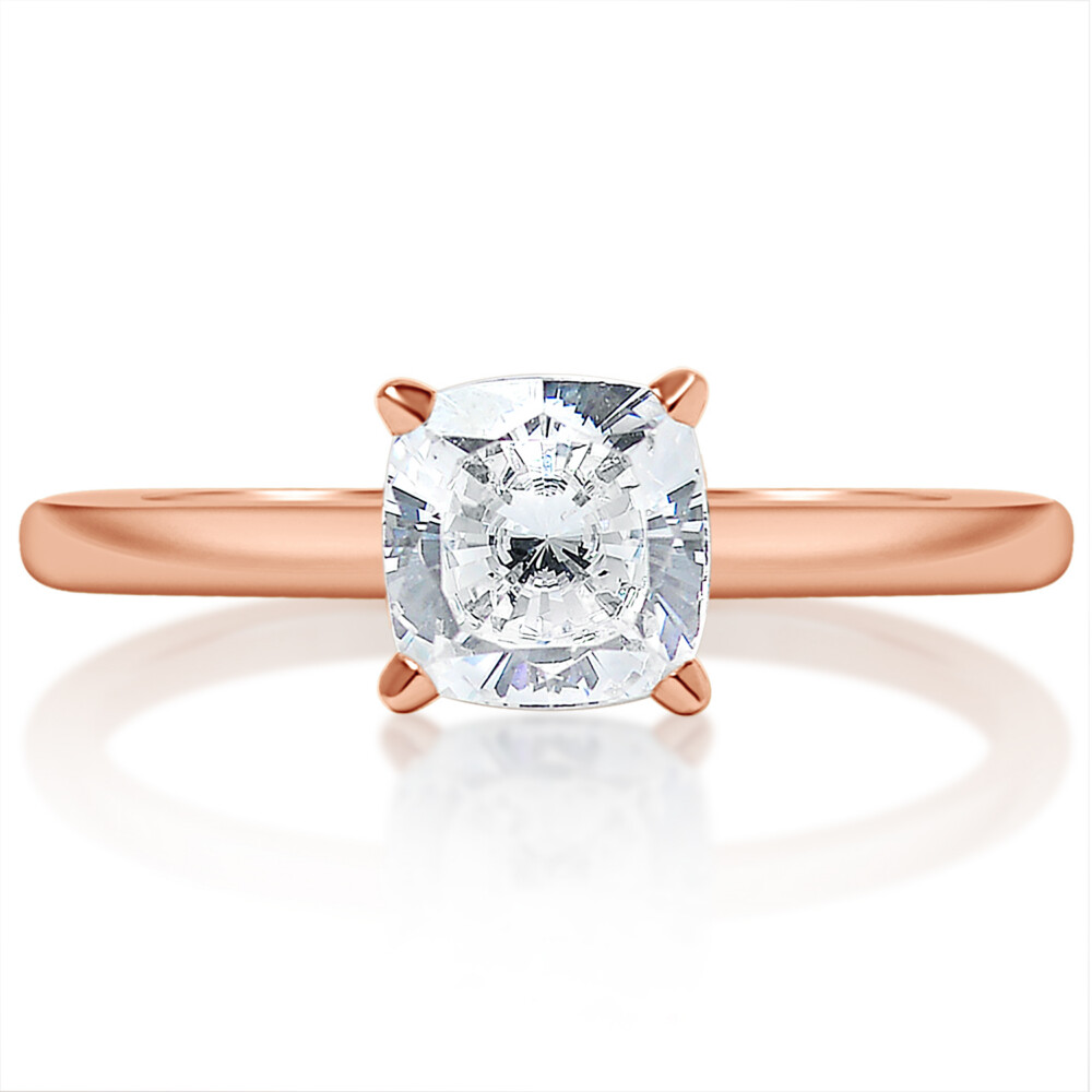 Cushion Diamond Hidden Halo Engagement Ring