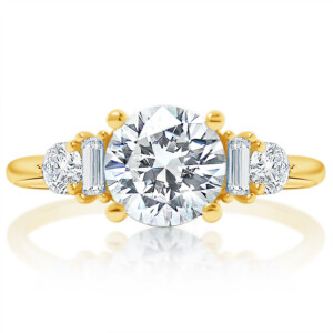Baguette and Round Five Stone Engagement Ring