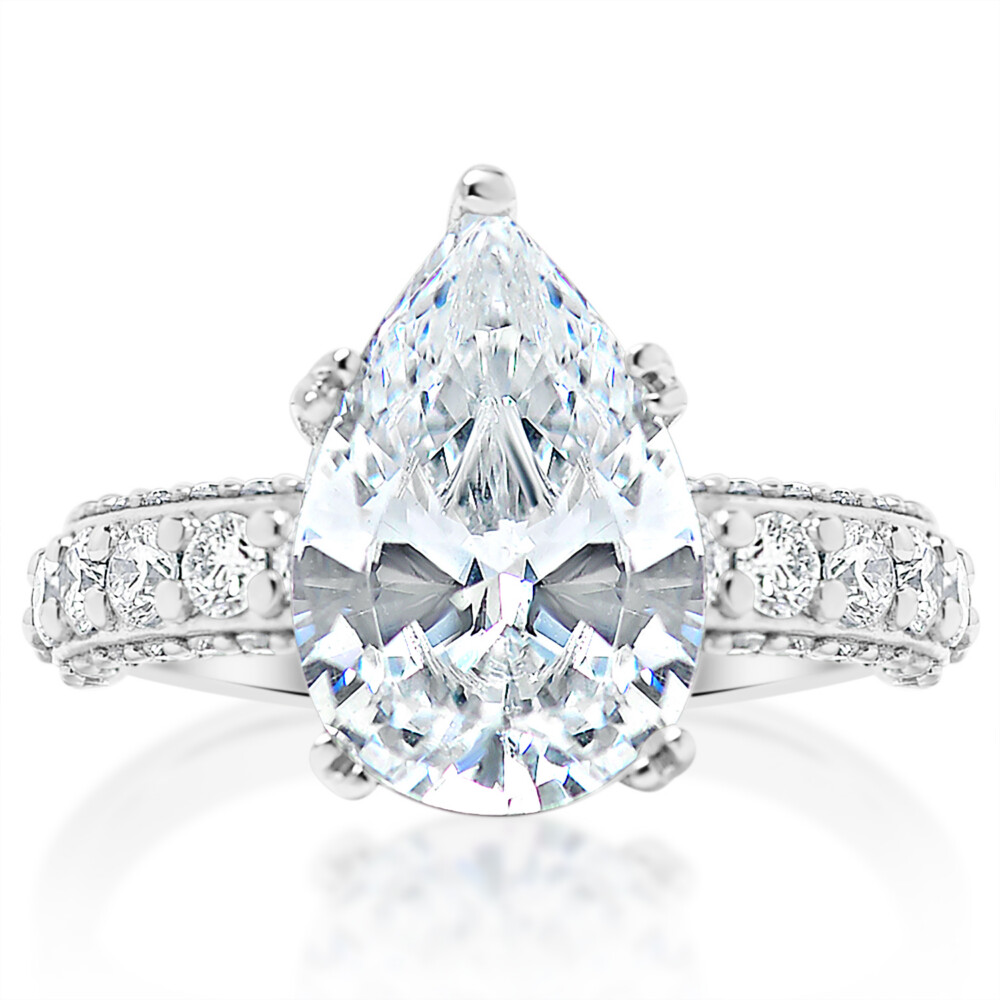 Pear Diamond Bombay Shank Engagement Ring