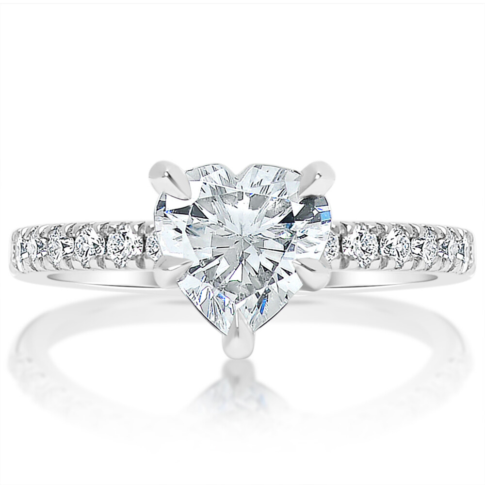 Heart Diamond Eagle Claw Prong Engagement Ring