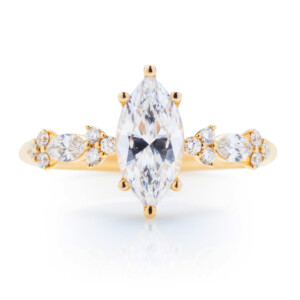 Marquise and Round Cluster Shank Engagement Ring