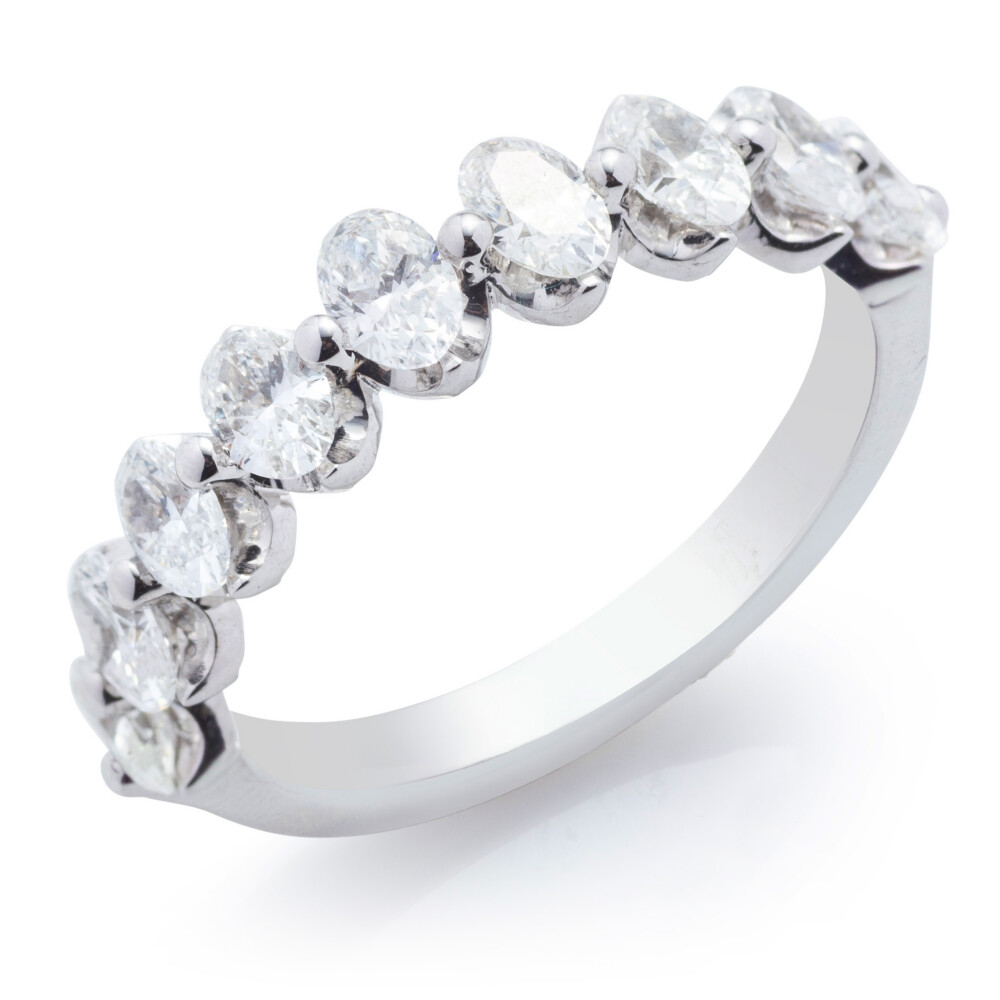 Large Oval Diamond Halfway Band