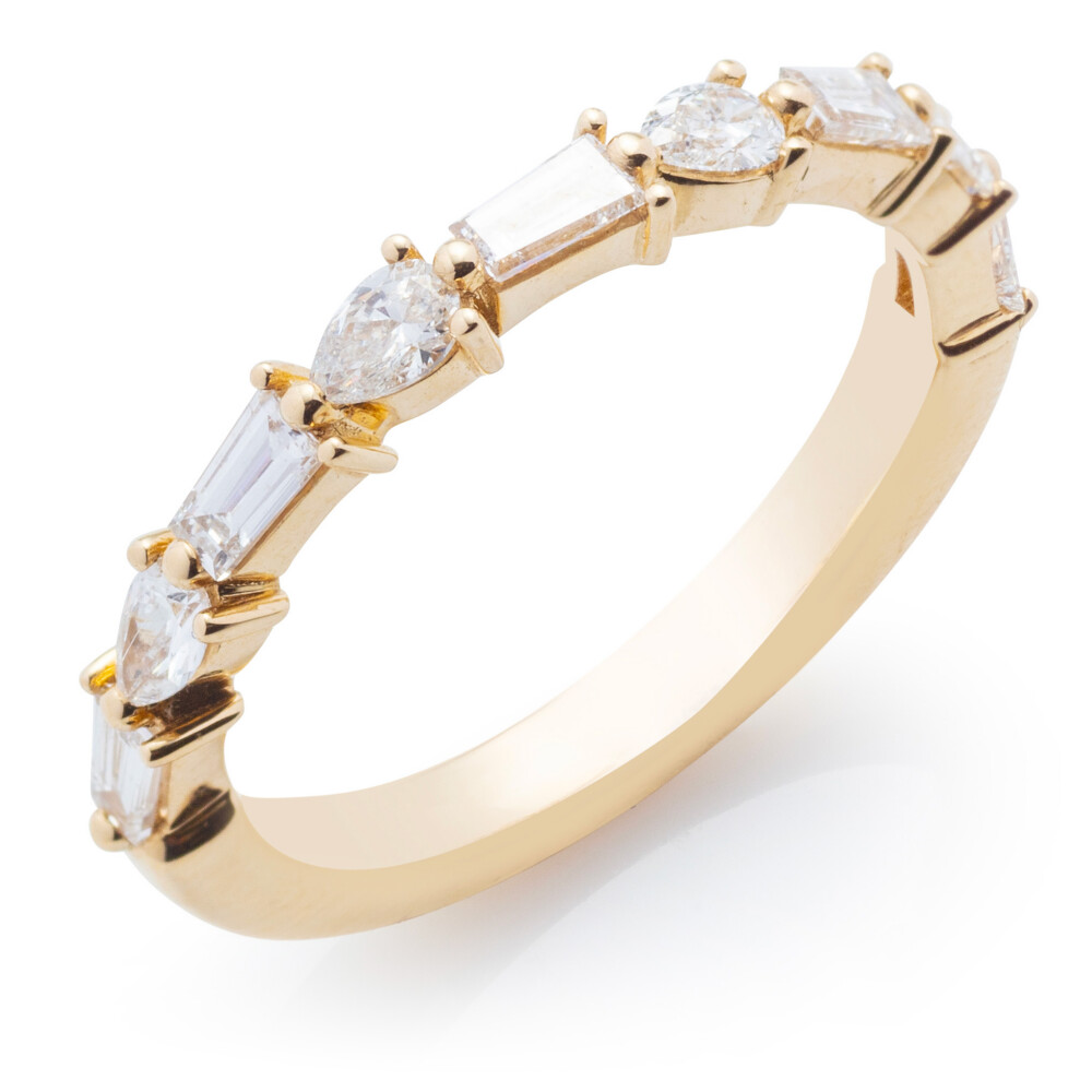 Pear and Tapered Baguette Halfway Band
