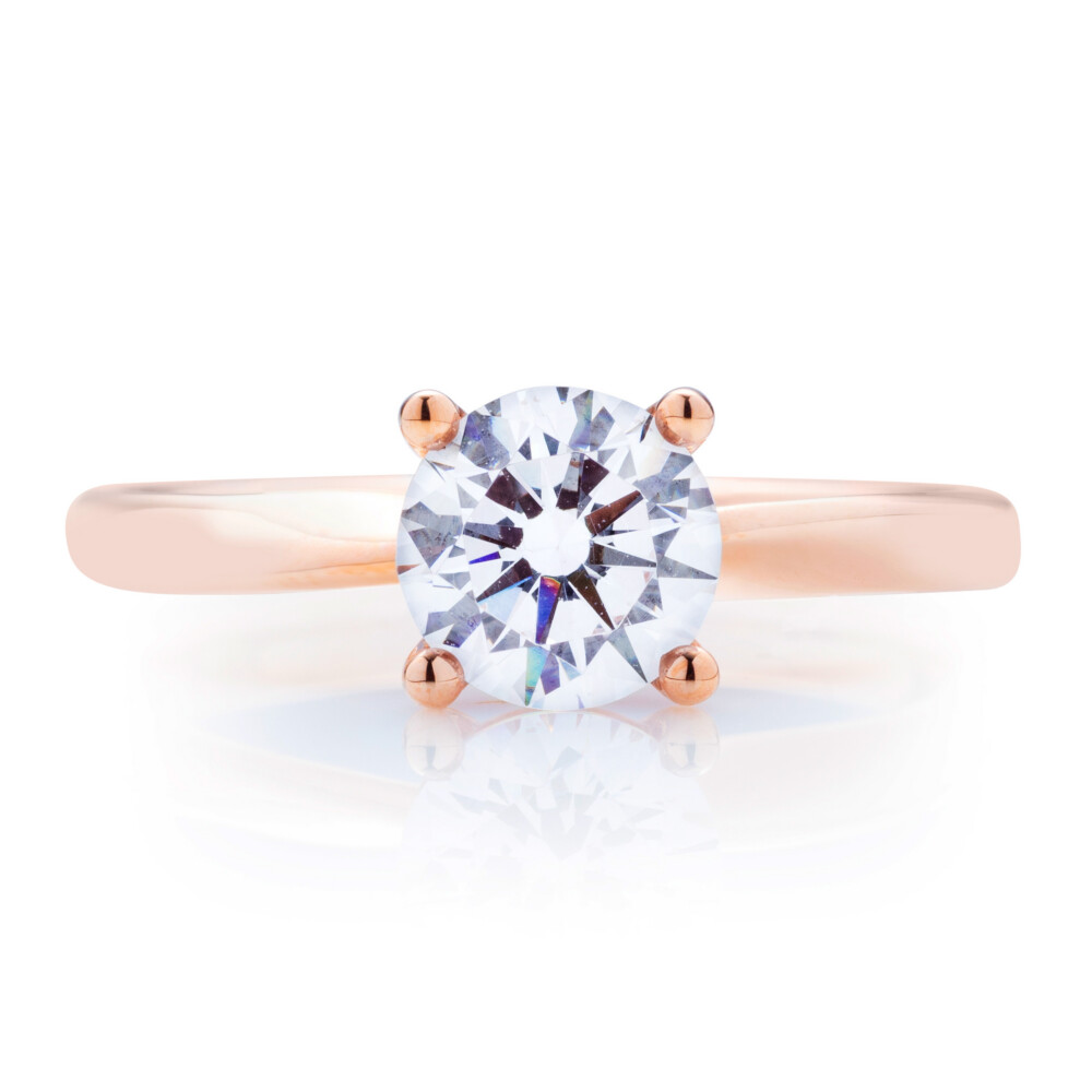 Round Diamond Ribbon Design Solitaire Ring