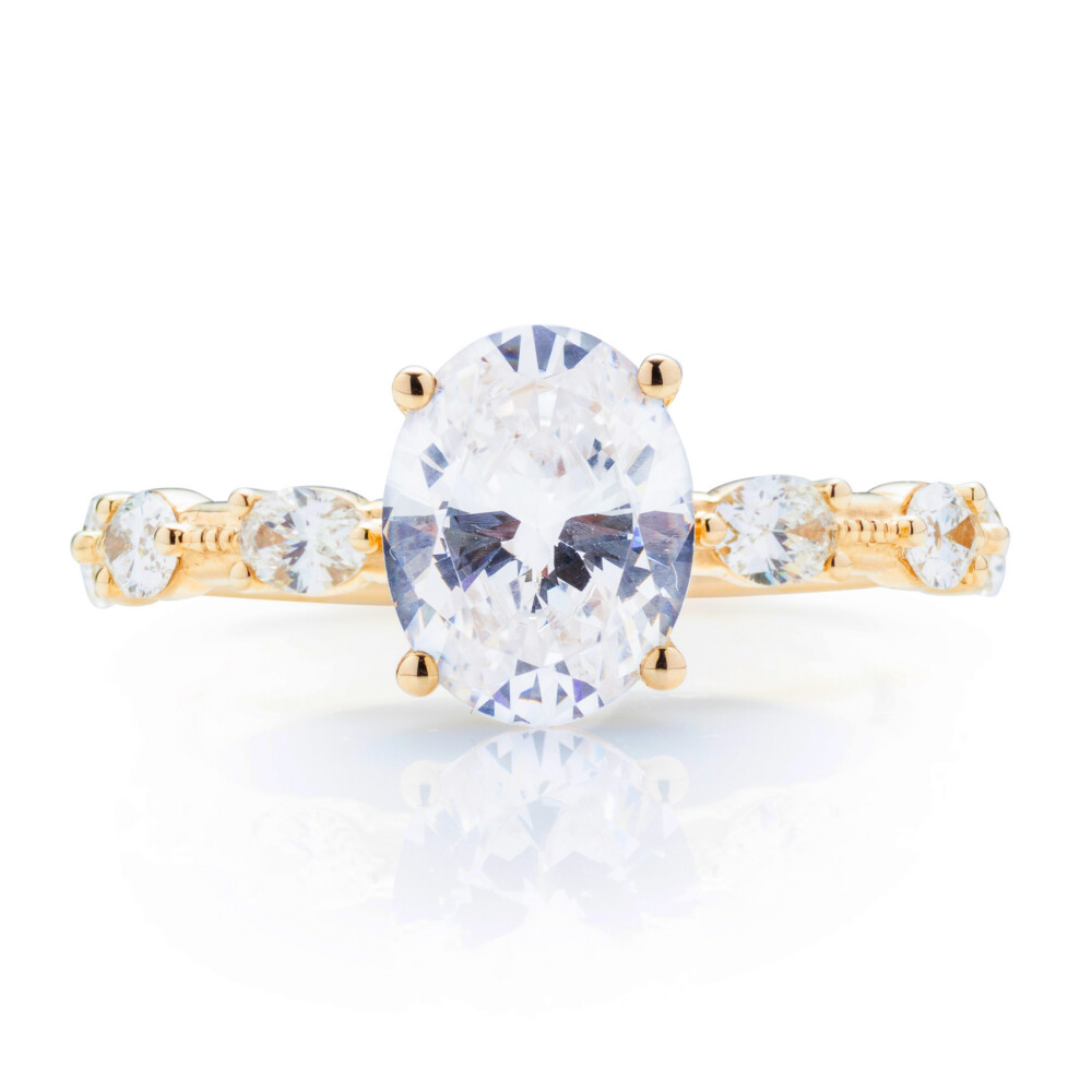 Oval Milgrain Knife Edge Engagement Ring