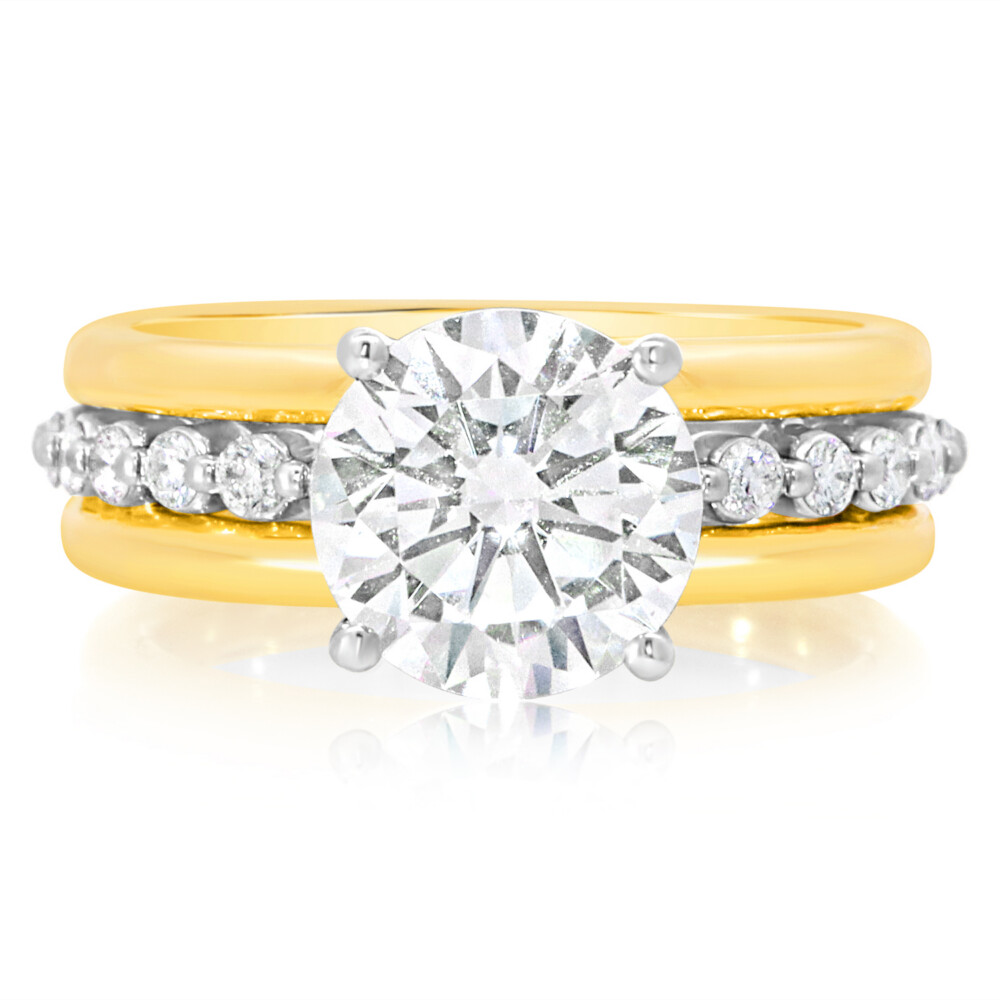 Diamond and High Polish Two Tone Engagement Ring