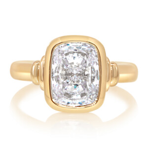 Cushion Bar Accent Engagement Ring