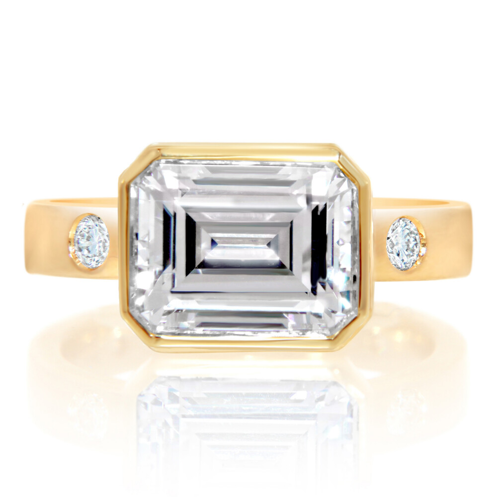 Bezel and Burnished Station Engagement Ring